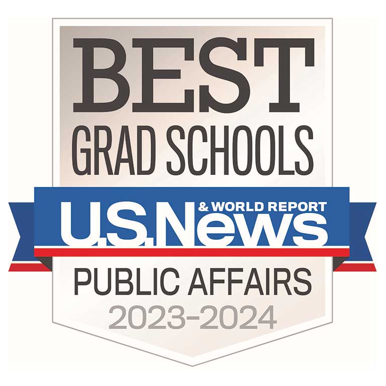 Best Public Affairs school badge from U.S. News and World Report. 